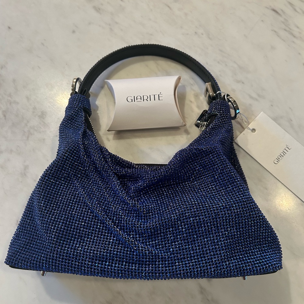 Elegant Blue Shoulder Bag with Textured Finish
